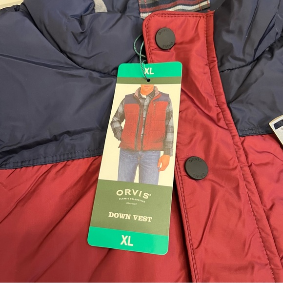 ORVIS Down Vest Men’s X Large XL Blue Red - Picture 3 of 7